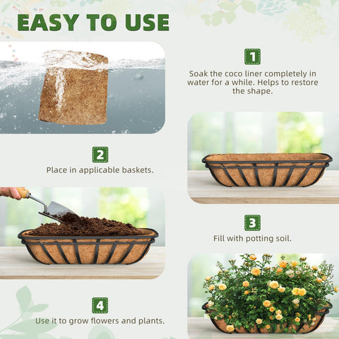 Fansile wall-basket liner adds natural charm to outdoor displays.