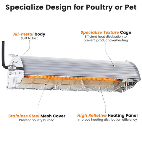 Fanspex 600W hanging heater with chain ready for ceiling mounting