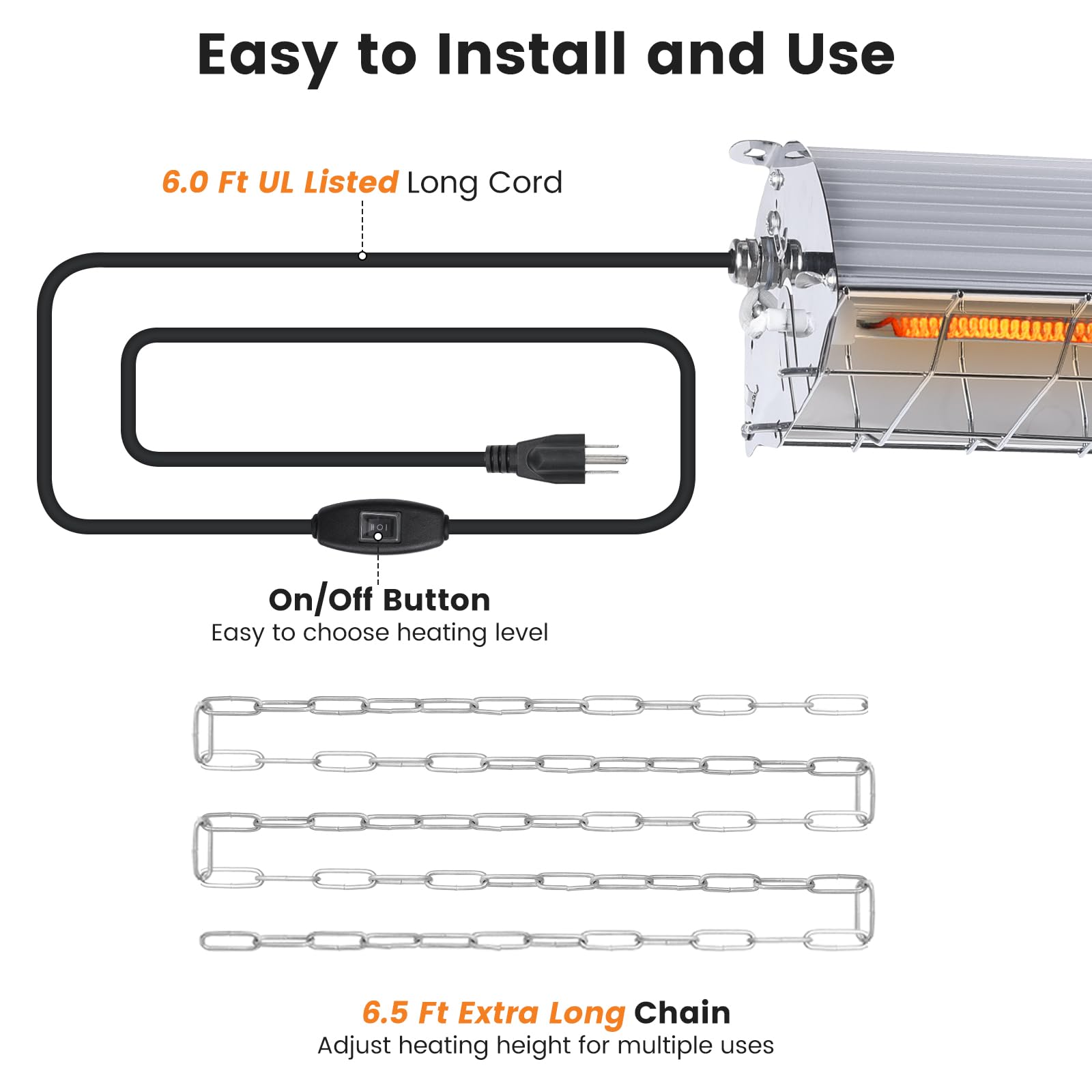 Close-up of Fanspex 600W heater metal body showing durable design