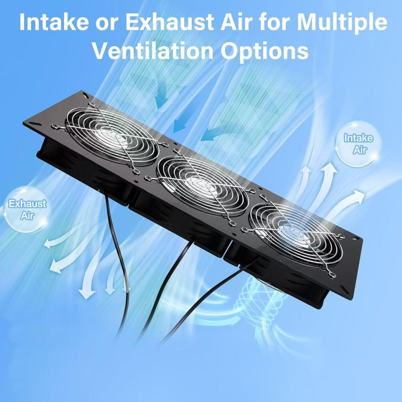 Fanspex solar 3-fan kit showing exhaust and intake setup for versatile airflow