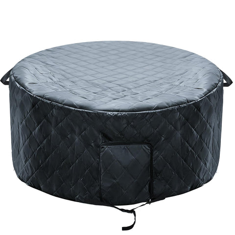 Fantang insulated round hot tub cover 73 inch diameter showing durable insulation for winter warmth.