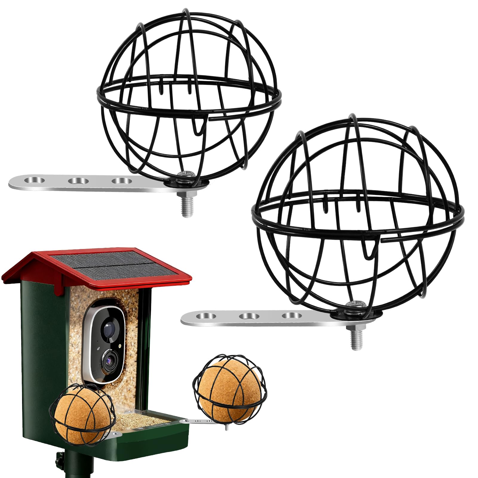 Fantang metal suet ball holder—durable outdoor bird feeder for year-round feeding.