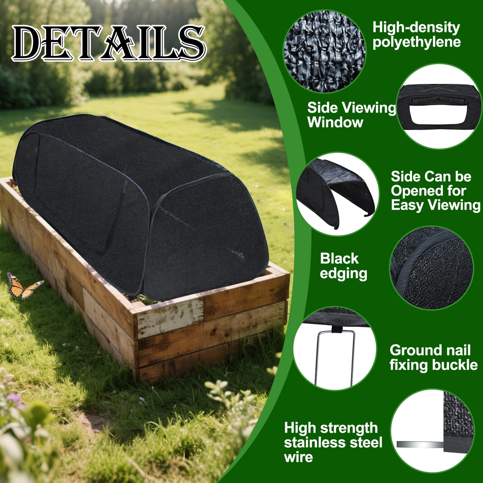 Fantang raised bed shade tunnel closed offers compact protection for heat-loving crops.