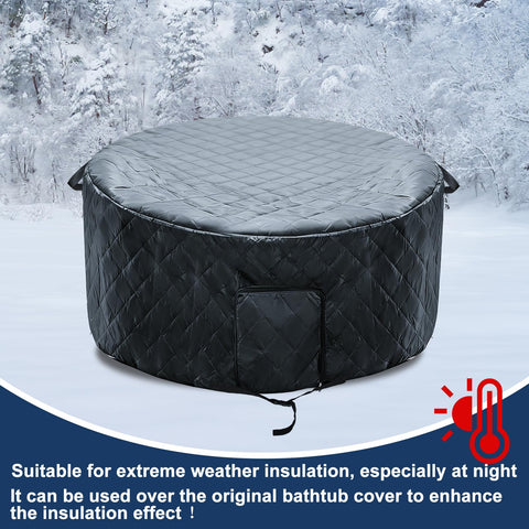 Fantang round hot tub cover shows easy installation for 73" diameter tubs.