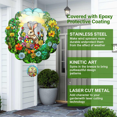 FANTAART 3D eggs wind spinner outdoors shines in morning breeze