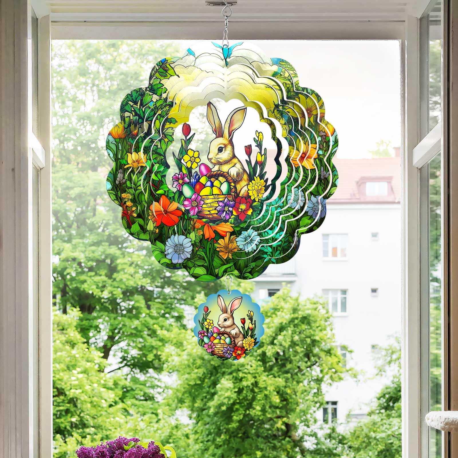 FANTAART Bunny wind spinner with rustproof paint withstands weather beautifully