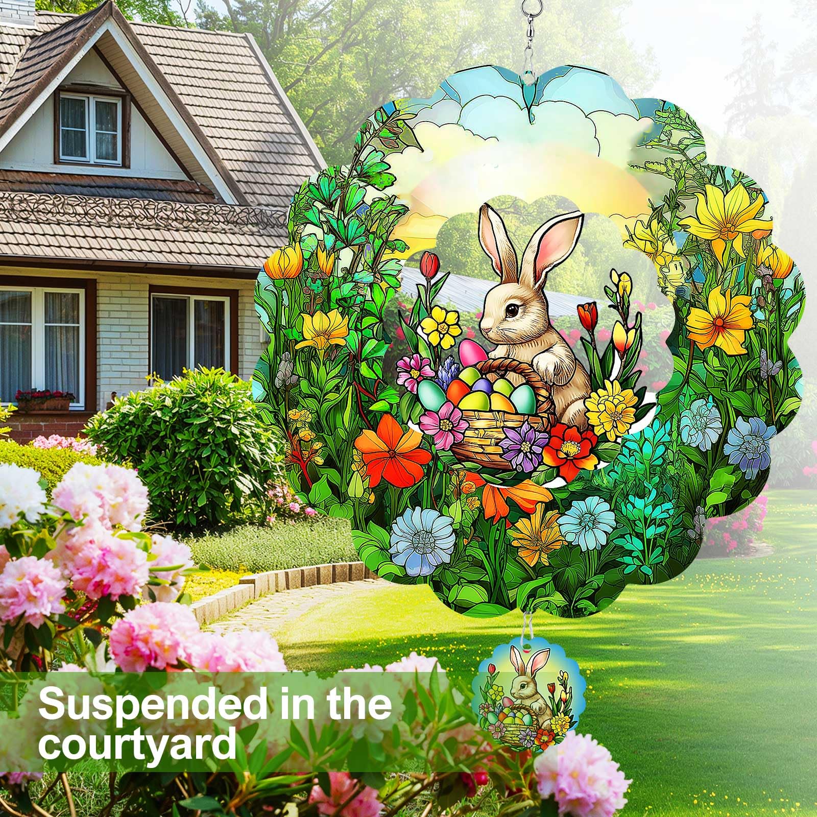 FANTAART Bunny wind spinner adds festive yard art to outdoor spaces