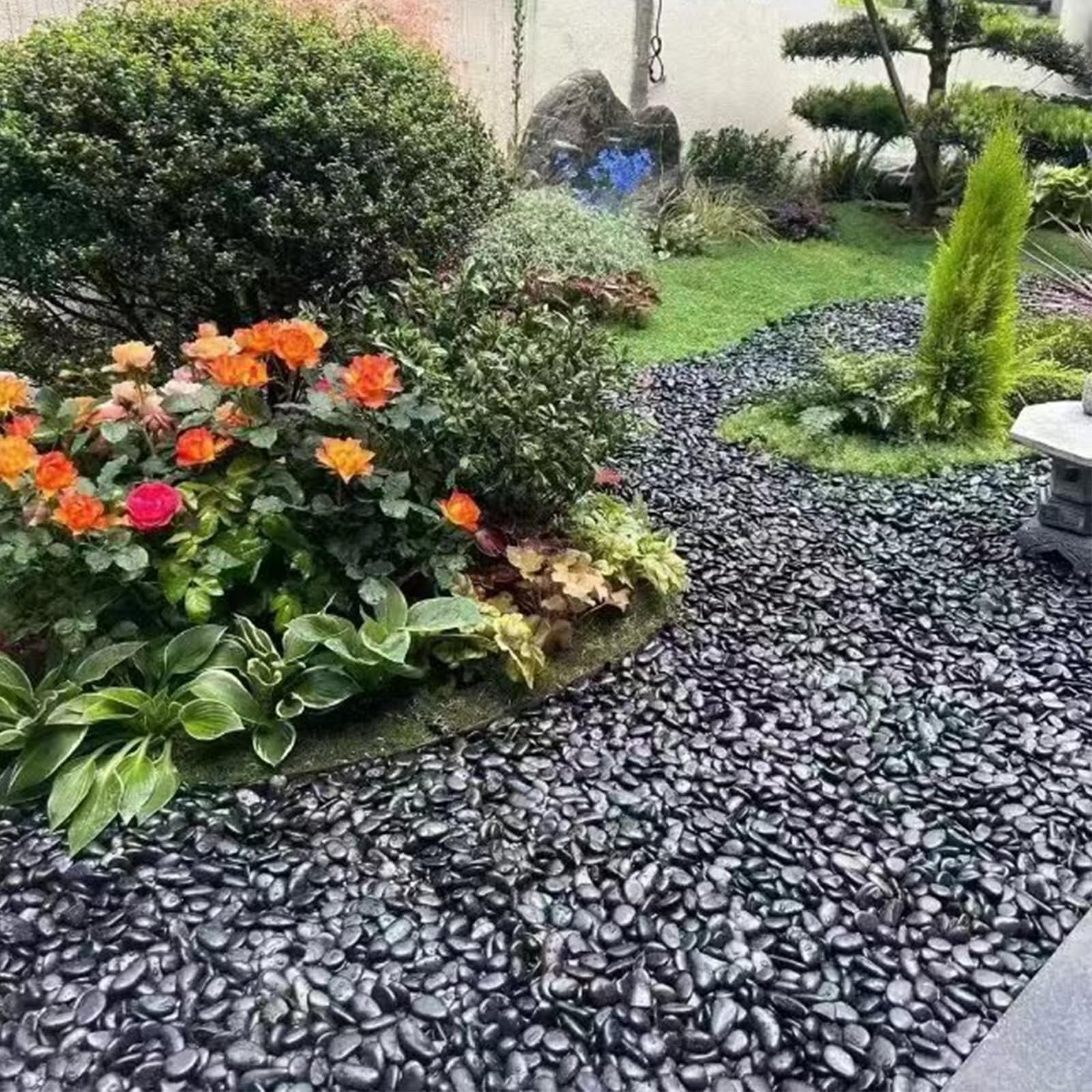 FANTIAN 5lbs black river pebbles ready for crafts and landscaping