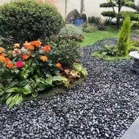 FANTIAN 5lbs black river pebbles ready for crafts and landscaping