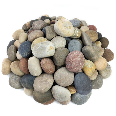 Fantian 20 lbs large river rocks for 3-4 inch landscaping, natural color mix