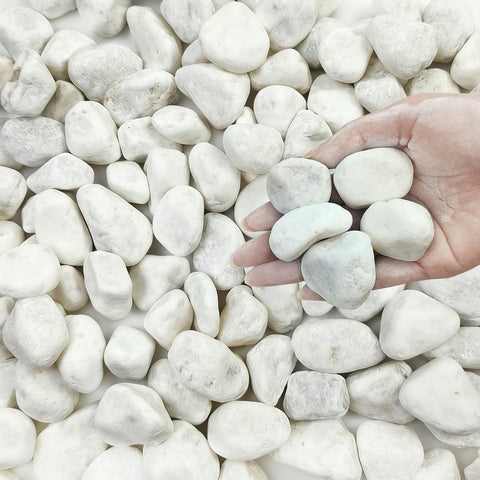 FANTIAN white rocks 40lbs for landscaping, 1-2 inch, ideal for borders and pathways
