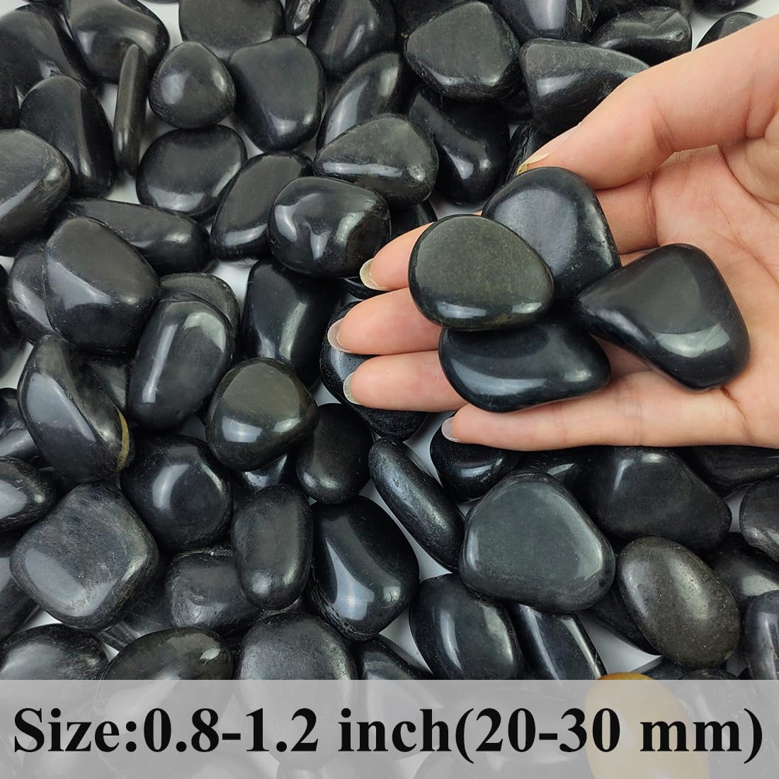 FANTIAN 2lbs black pebbles arranged in a pot, natural shade variation and neat drainage