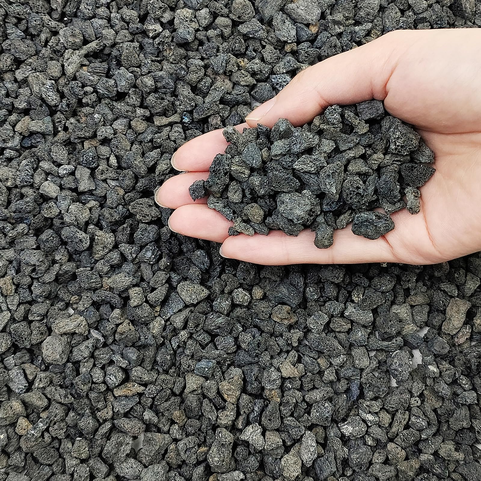 FANTIAN lava rock 5lb bag close-up showing porous texture for drainage.