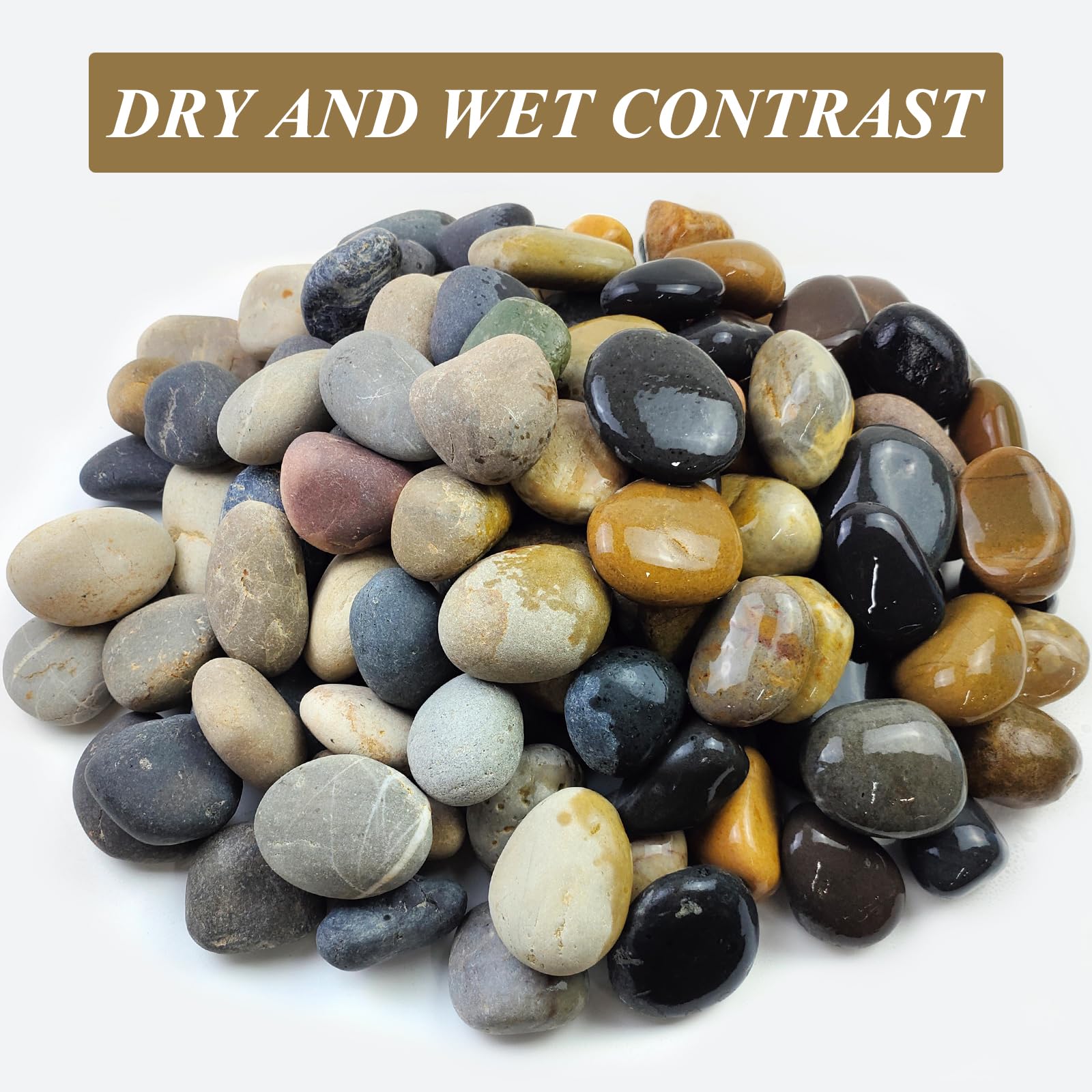 FANTIAN mixed-color river rocks on flat surfaces add natural decor and drainage.