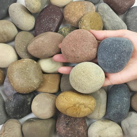 FANTIAN 5 lb natural river rocks in a mixed color palette for durable garden décor.
