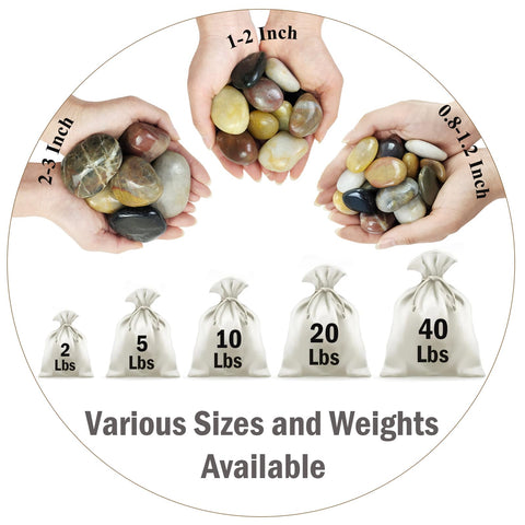 FANTIAN polished pebbles mixed colors for indoor planters and decorative displays.