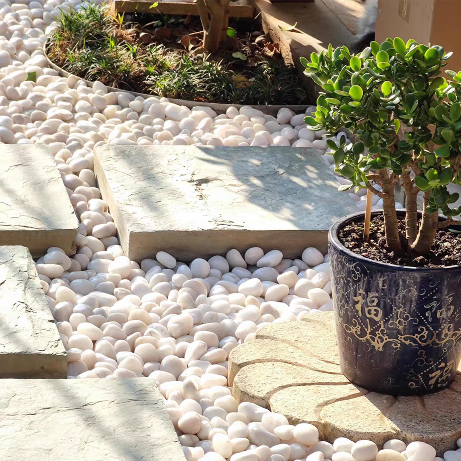 FANTIAN white pebbles for fairy garden displays add character