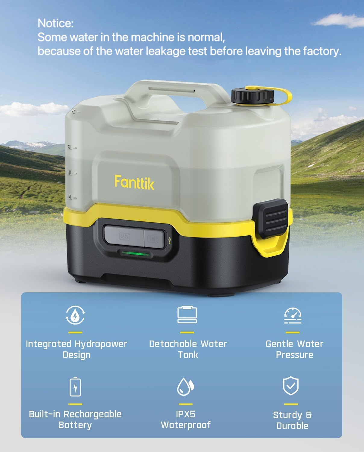 Fanttik NB8 Nano retractable spray head for precise adjustable flow.