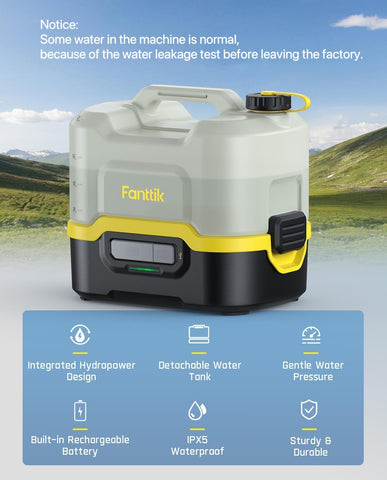 Fanttik NB8 Nano retractable spray head for precise adjustable flow.
