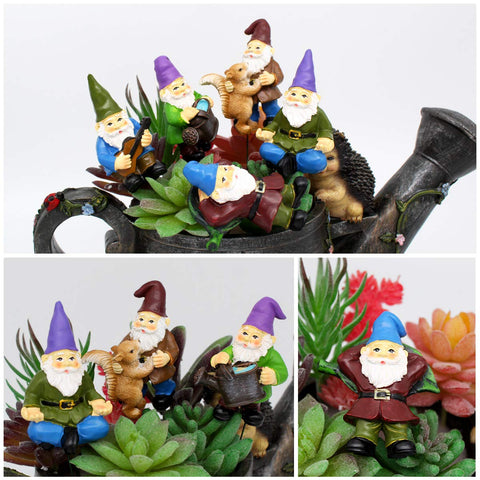 FANWNKI gnomes dancing with a squirrel creates a playful garden scene