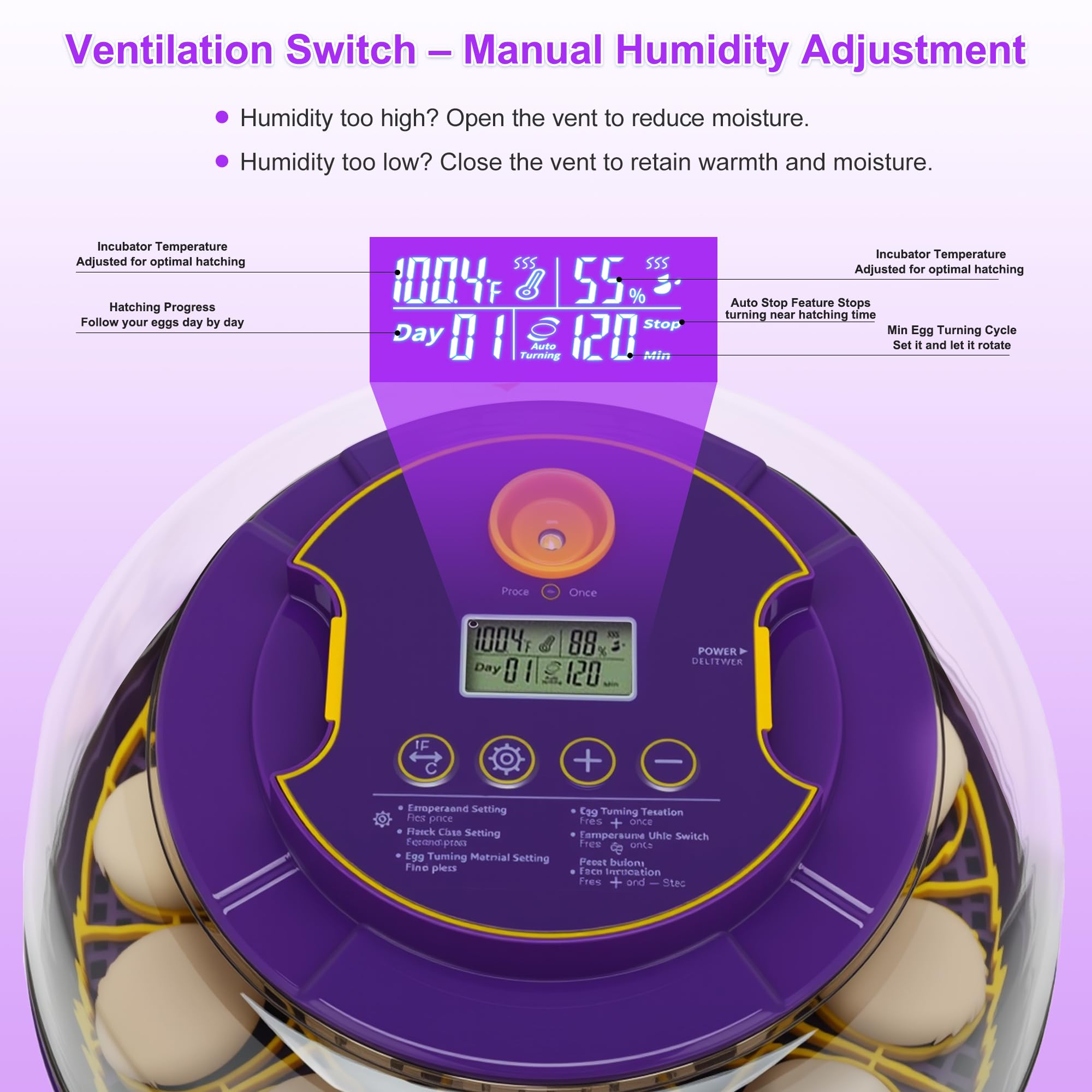 Fanxier incubator high-visibility dome with optimized ventilation for stable environment.