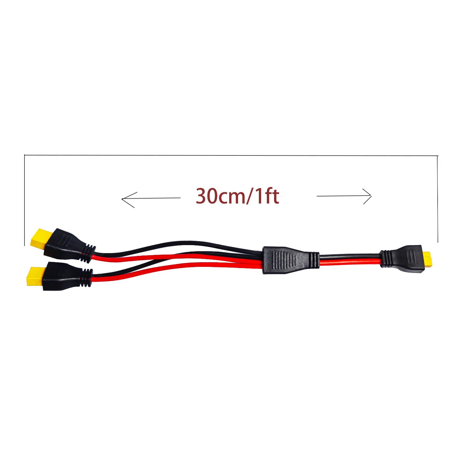 Faoyliye XT60 female to dual male adapter enabling quick, tool-free connections.