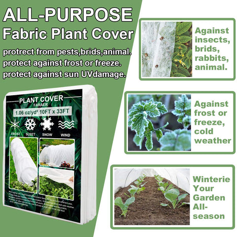 FARAER floating row cover shields garden beds while letting light through.