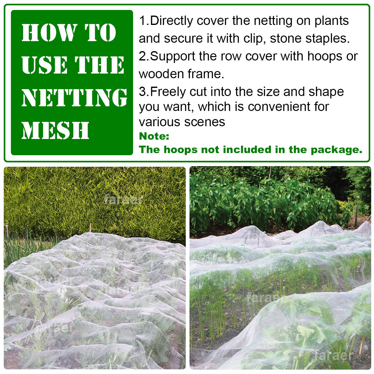 FARAER All-Purpose Garden Netting suitable for orchards, gardens, and indoor use.