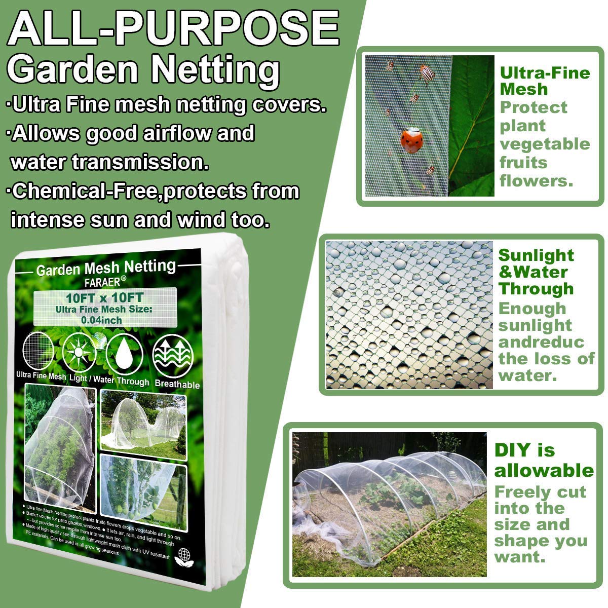 FARAER see-through garden netting provides protection while staying visually light.