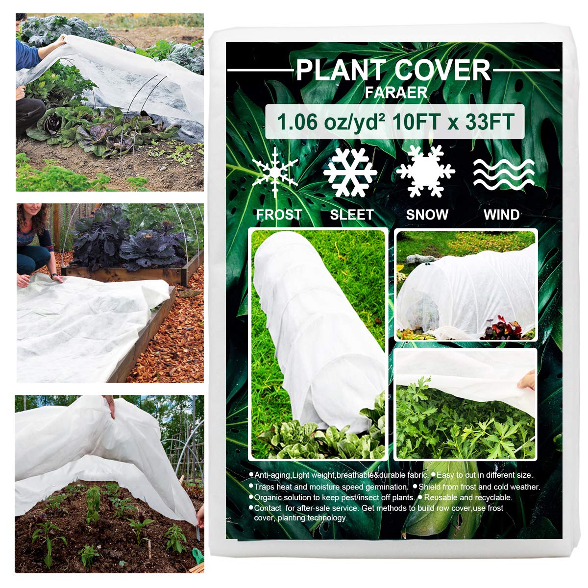 FARAER Plant Cover over a row of vegetables providing frost protection.