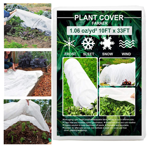 FARAER Plant Cover over a row of vegetables providing frost protection.