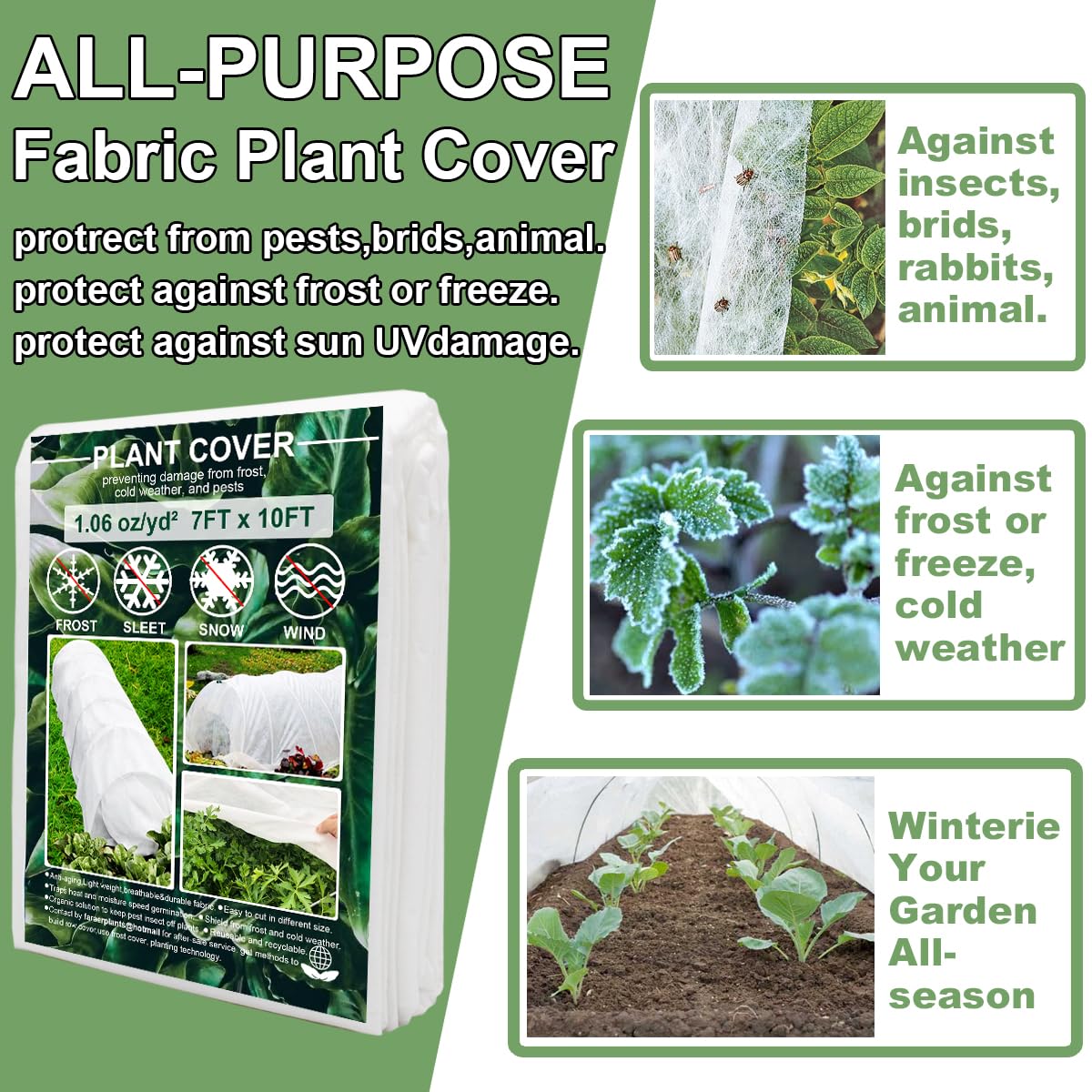 FARAER plant cover wind and frost protection blocks harsh winds and birds for tender herbs.