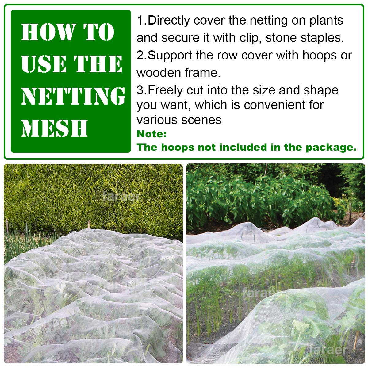FARAER vegetable and fruit cover netting for easy garden protection.