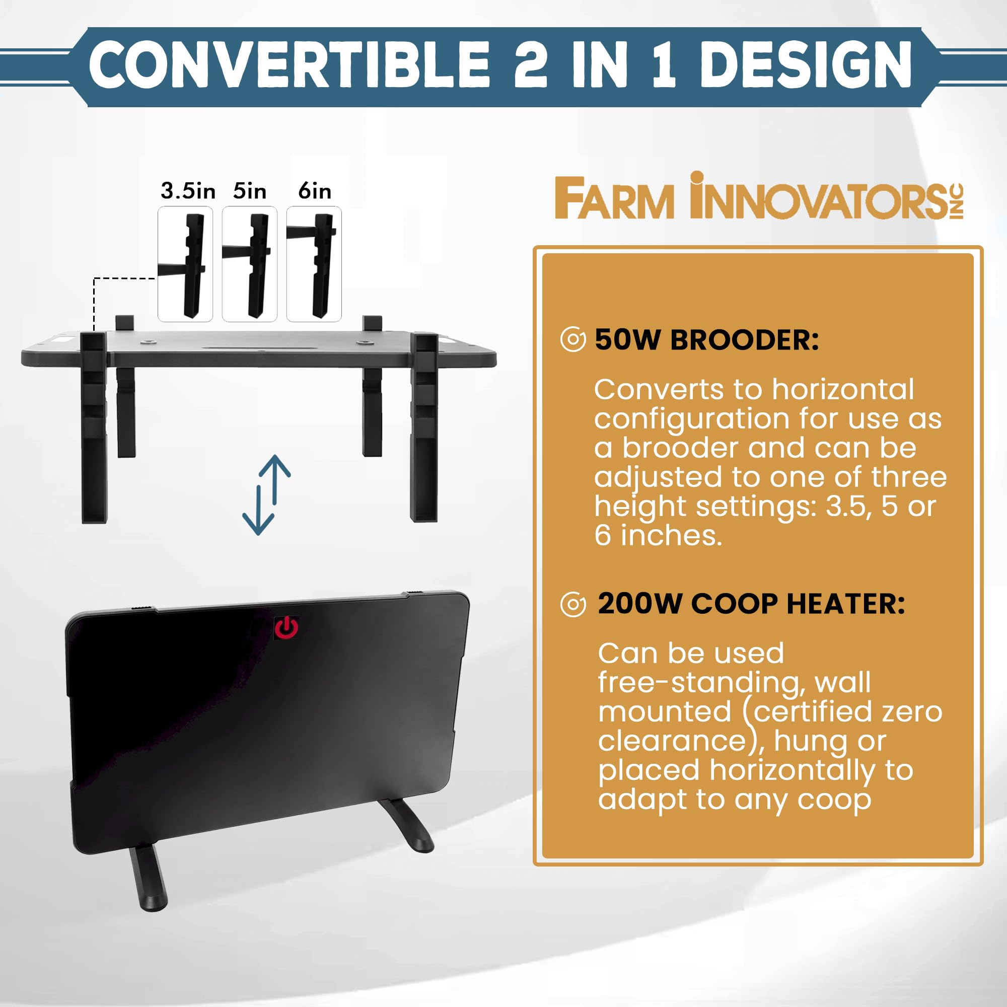 Farm Innovators coop wall-mounted heater keeping the coop evenly heated