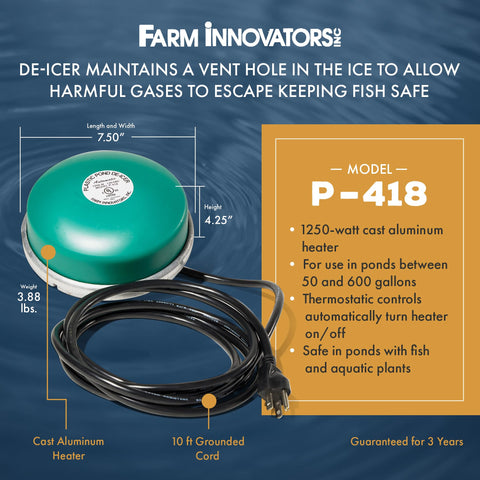 Thermostat-controlled operation by Farm Innovators activates only near freezing temperatures.