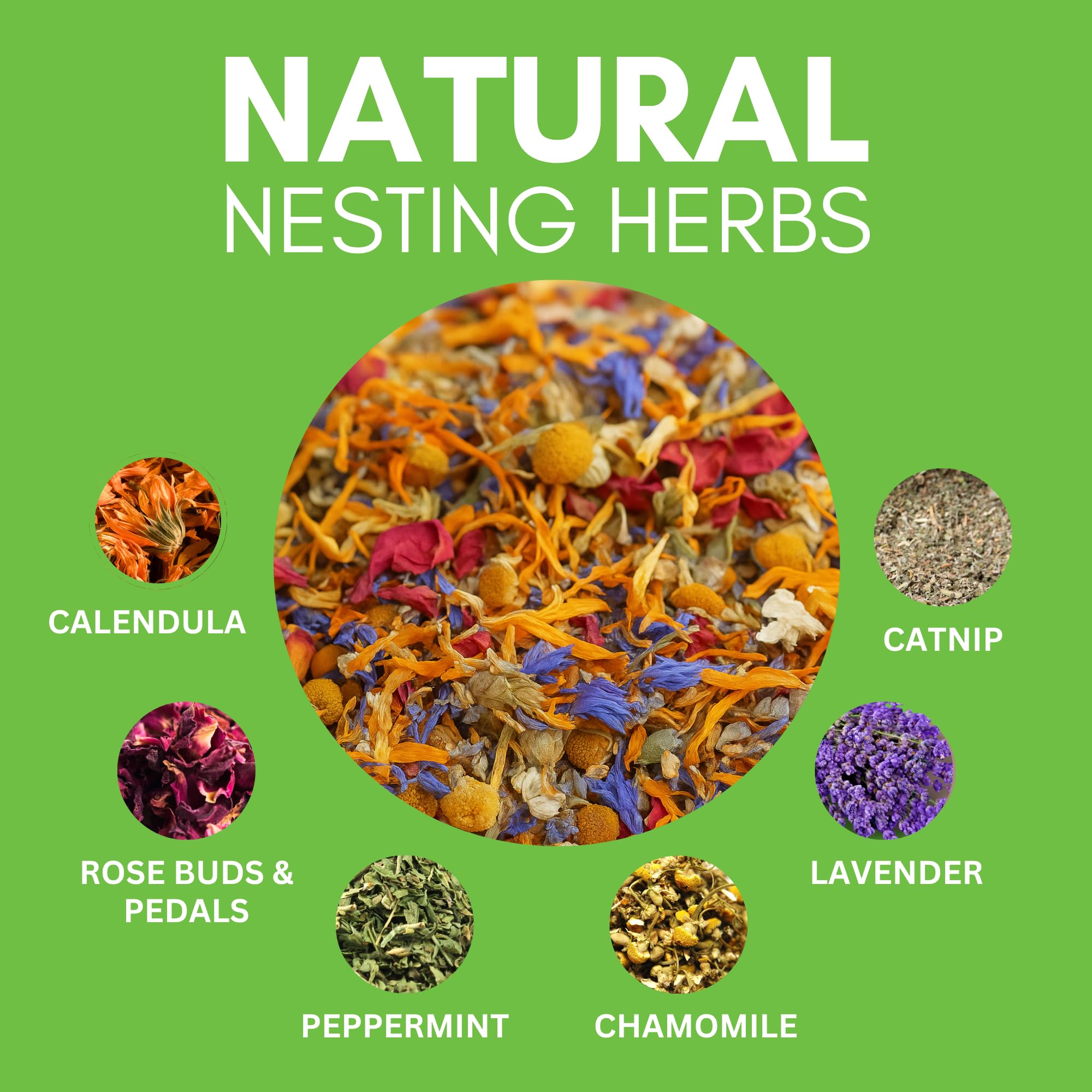Farm Party chicken coop herbs spread in bedding promotes calmer hens.