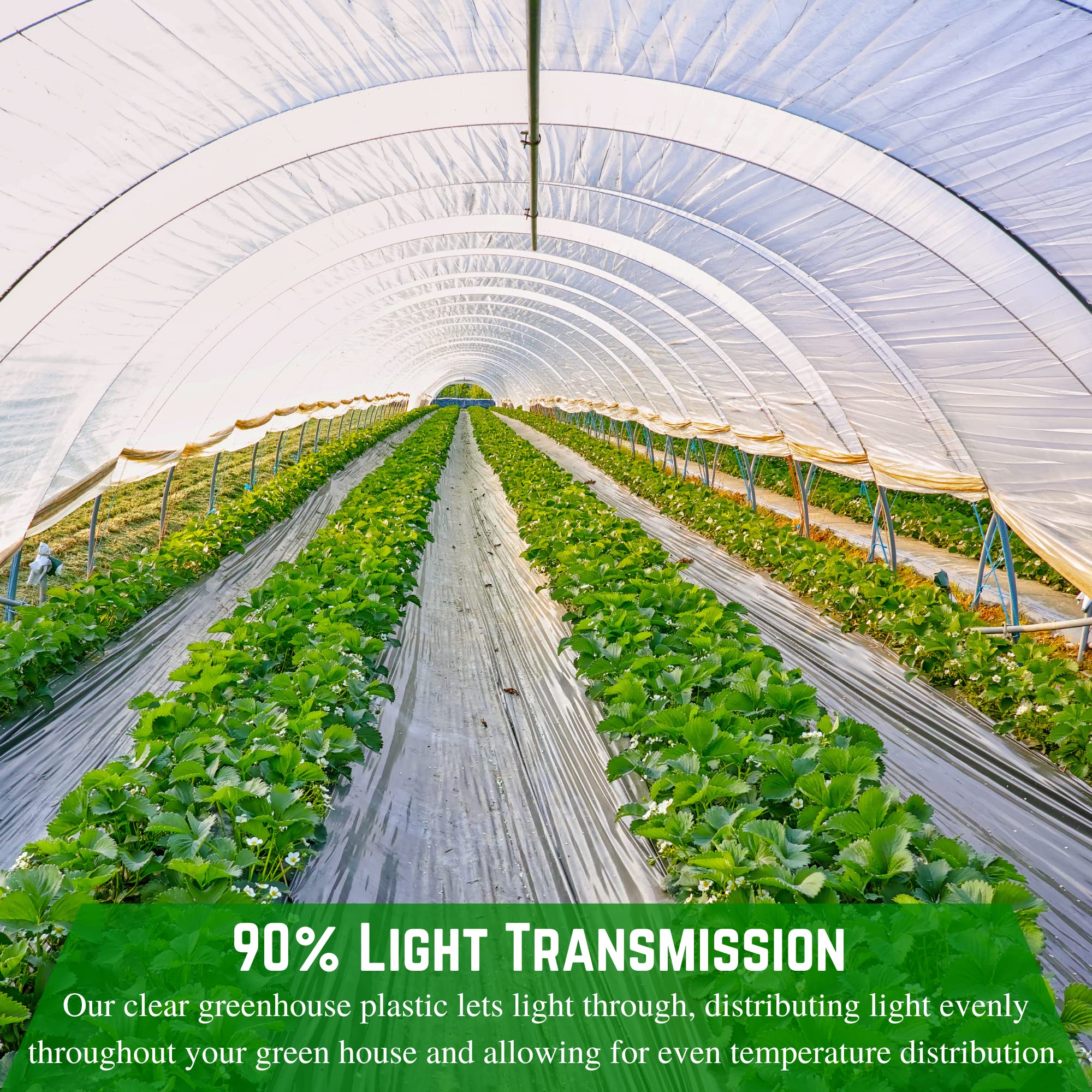 Farm Plastic Supply hoop house clear cover; seals and protects crops.