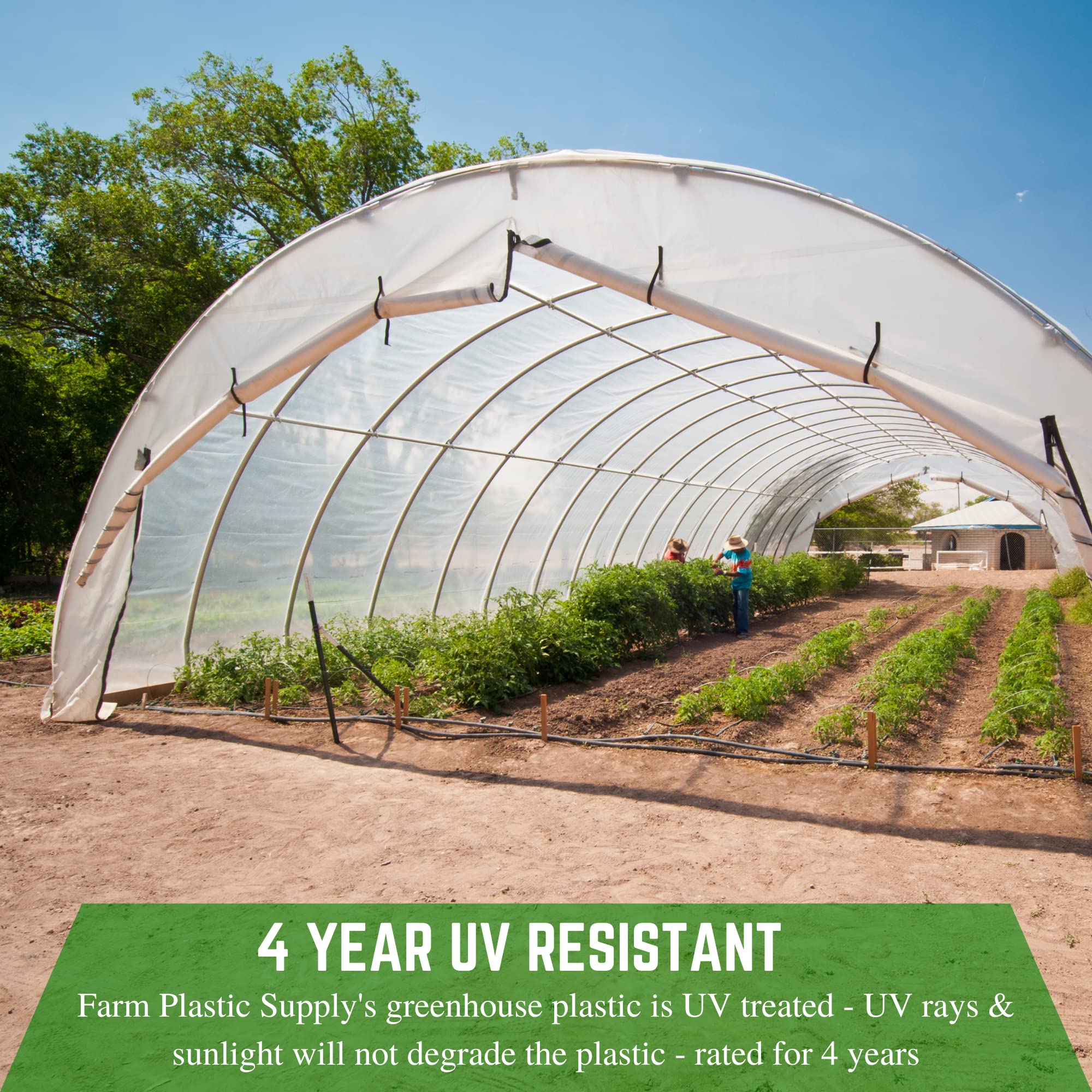 Farm Plastic Supply light-transmission greenhouse film; promotes even crop illumination.
