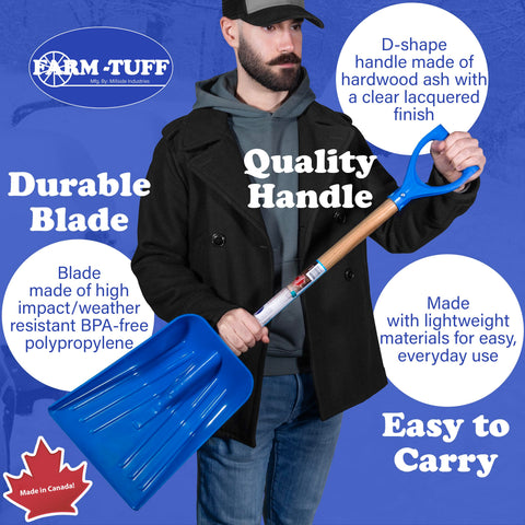 Farm-TUFF ash hardwood handle provides durable, comfortable grip during long tasks.