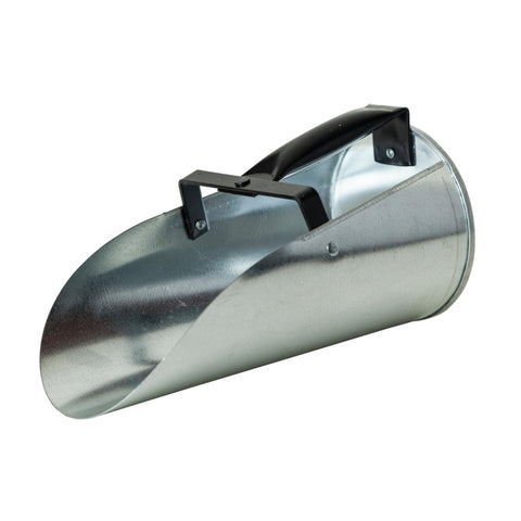 FARM-TUFF galvanized feed scoop with 2-quart capacity for spill-free poultry feeding