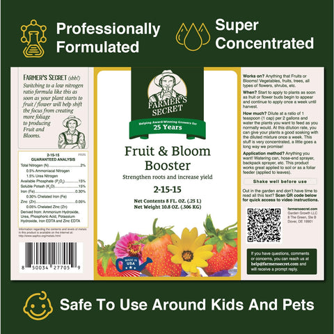 Farmer's concentrated formula being diluted in water for easy garden application.