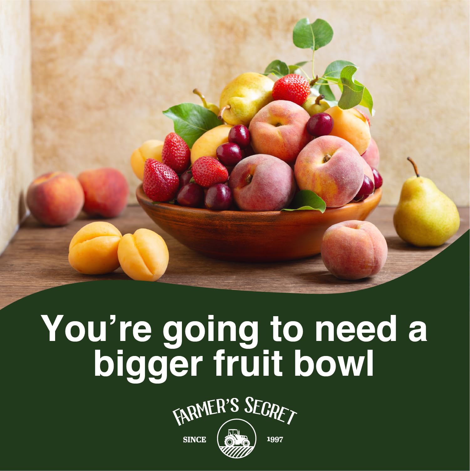 Farmer's Secret Fruit Tree Booster drip-line application illustrates precise soil feeding.