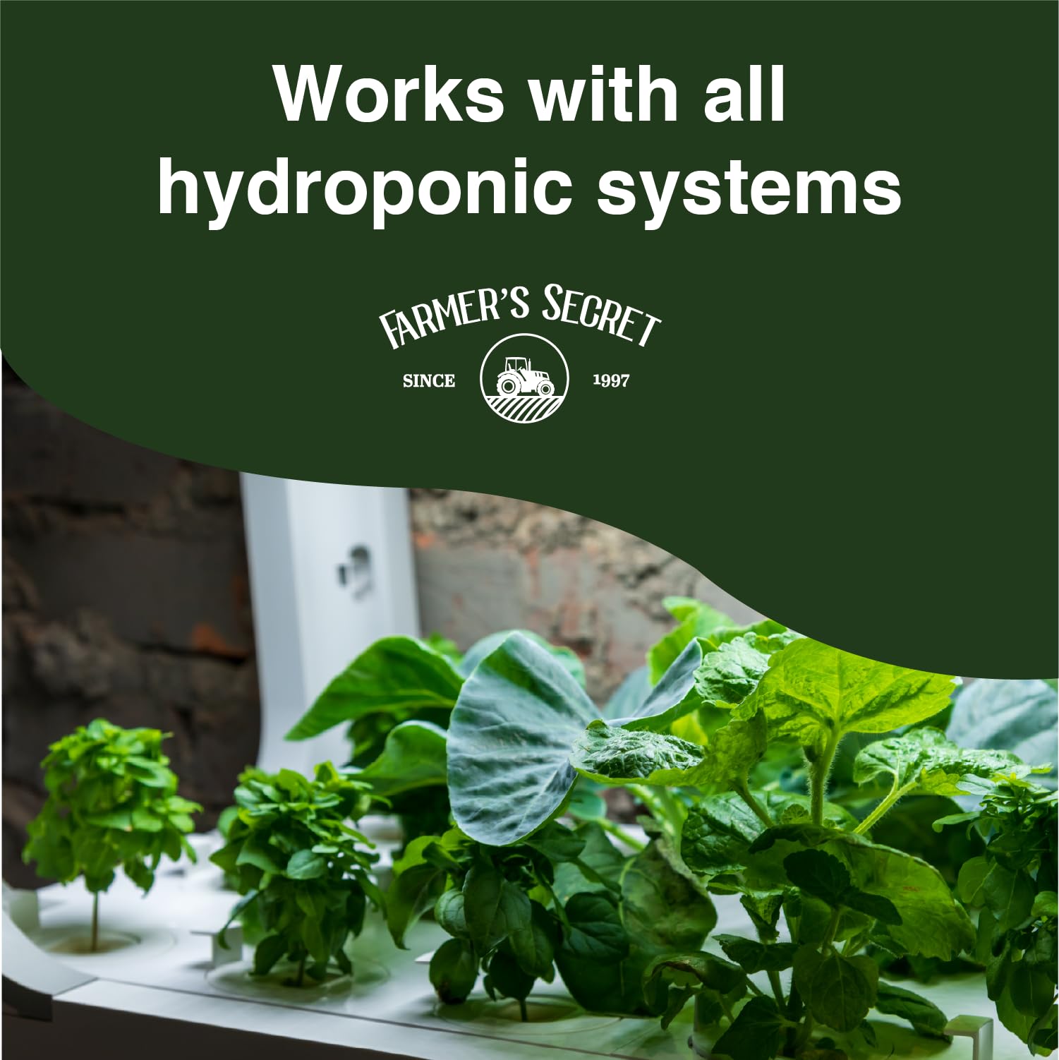 Farmer's Secret booster in reservoir being poured into a hydroponic system.