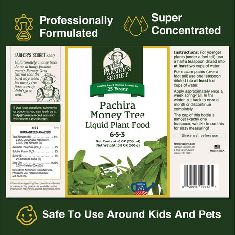 Farmer's Secret Money Tree liquid fertilizer root-development focus supports healthier growth.