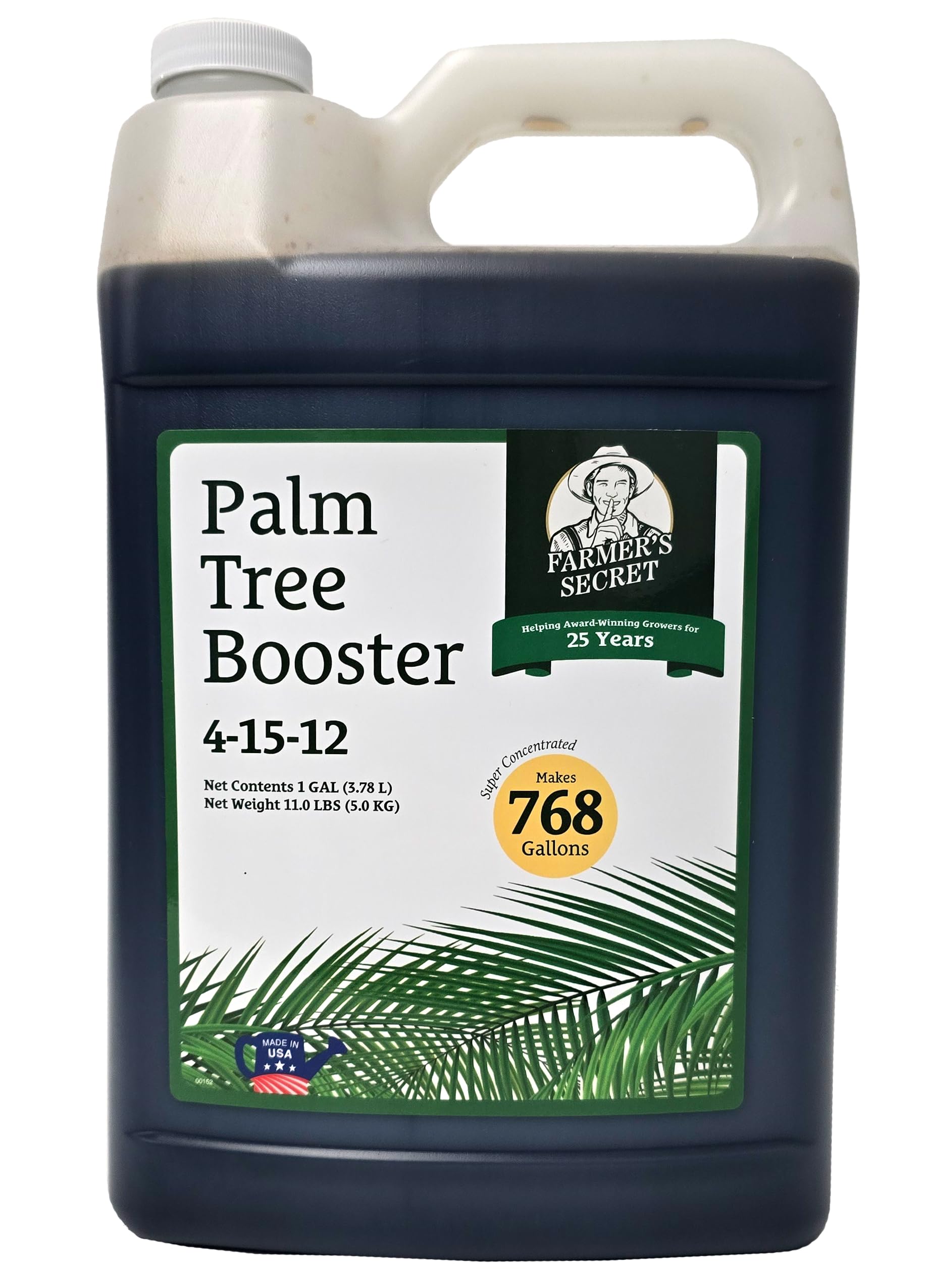 Farmer's Secret Palm Tree Booster bottle showing concentrated formula for robust growth.