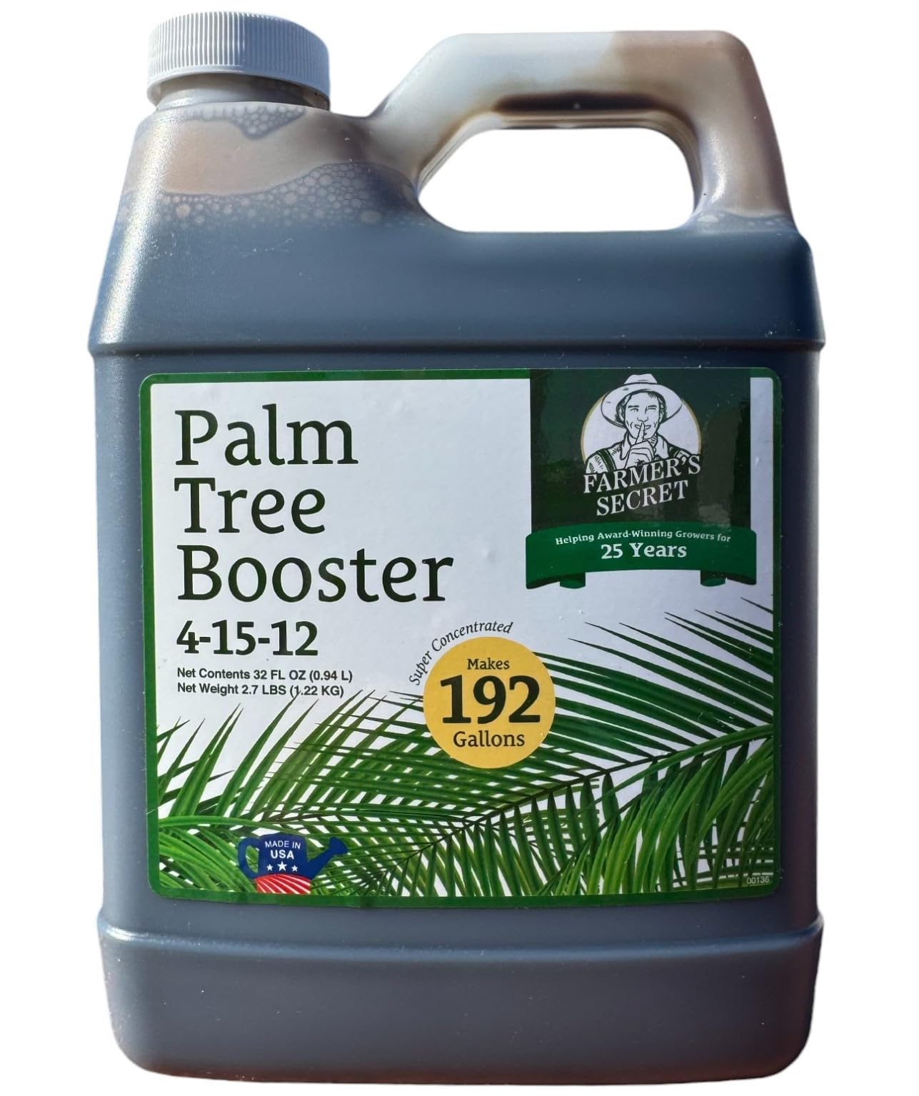 Farmer's Secret palm booster bottle promotes lush growth for palms