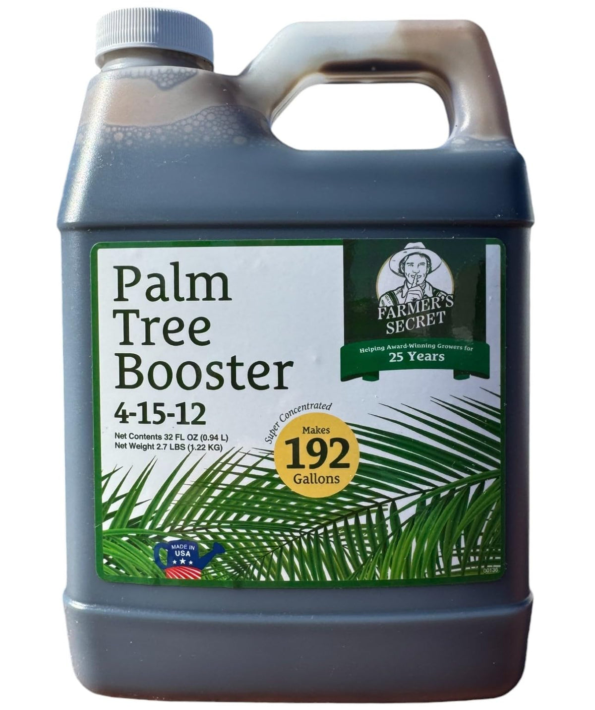 Farmer's Secret palm booster bottle promotes lush growth for palms