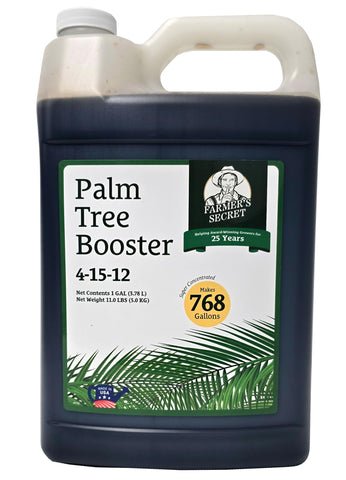 Farmer's Secret Palm Tree Booster bottle showing concentrated formula for robust growth.