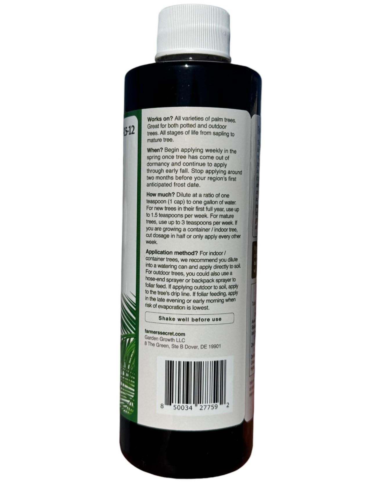 Farmer's Secret palm tree booster drip line application demonstrates efficient feeding along the drip line.