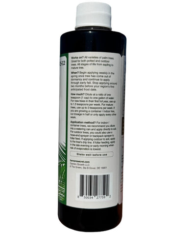 Farmer's Secret palm tree booster drip line application demonstrates efficient feeding along the drip line.